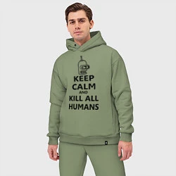 Мужской костюм оверсайз Keep Calm & Kill All Humans, цвет: авокадо — фото 2