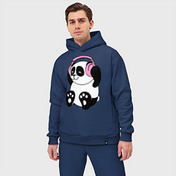 Мужской костюм оверсайз Panda in headphones панда в наушниках, цвет: тёмно-синий — фото 2