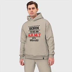 Мужской костюм оверсайз Born to be an ARMY BTS, цвет: миндальный — фото 2