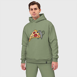 Мужской костюм оверсайз Кусочек пиццы парная, цвет: авокадо — фото 2