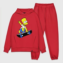 Мужской костюм оверсайз Барт на скейте, цвет: красный