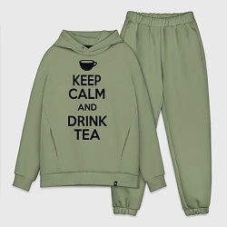 Мужской костюм оверсайз Keep Calm & Drink Tea, цвет: авокадо