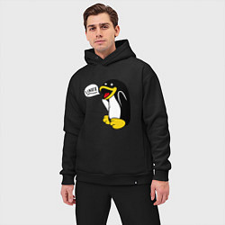 Мужской костюм оверсайз Пингвин: Linux, цвет: черный — фото 2