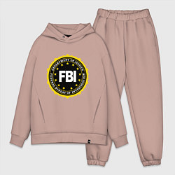 Мужской костюм оверсайз FBI Departament, цвет: пыльно-розовый
