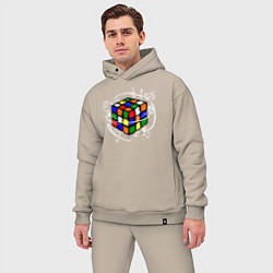 Мужской костюм оверсайз Кубик Рубика цвета миндальный — фото 2