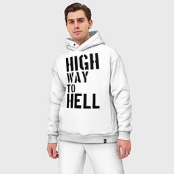 Мужской костюм оверсайз High way to hell, цвет: белый — фото 2