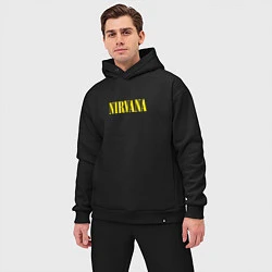 Мужской костюм оверсайз Nirvana Нирвана Логотип, цвет: черный — фото 2