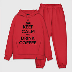 Мужской костюм оверсайз Keep Calm & Drink Coffee, цвет: красный