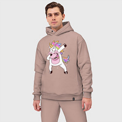 Мужской костюм оверсайз Dabbing Unicorn, цвет: пыльно-розовый — фото 2