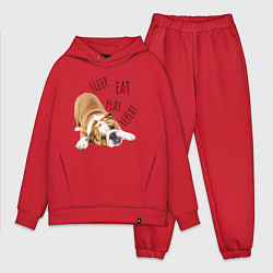 Мужской костюм оверсайз Sleep Eat Play Repeat Бульдог, цвет: красный