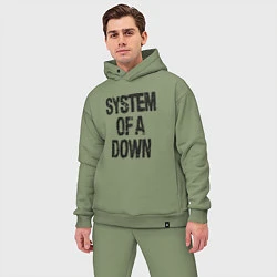 Мужской костюм оверсайз System of a down, цвет: авокадо — фото 2