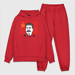 Мужской костюм оверсайз Сталин и флаг СССР, цвет: красный