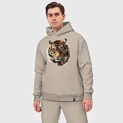 Мужской костюм оверсайз Тигр Tiger, цвет: миндальный — фото 2