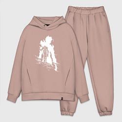 Мужской костюм оверсайз Поднятие уровня в одиночку, цвет: пыльно-розовый