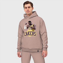 Мужской костюм оверсайз LeBron - Lakers, цвет: пыльно-розовый — фото 2