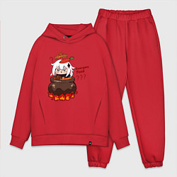 Мужской костюм оверсайз Genshin Impact Paimon food, цвет: красный