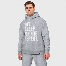 Мужской костюм оверсайз EAT SLEEP FORTNITE REPEAT, цвет: меланж — фото 2