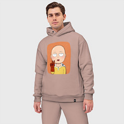 Мужской костюм оверсайз Сайтама One Punch Man, цвет: пыльно-розовый — фото 2