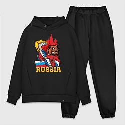 Мужской костюм оверсайз Хоккей Россия, цвет: черный