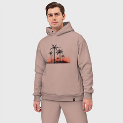 Мужской костюм оверсайз Palm tree, цвет: пыльно-розовый — фото 2