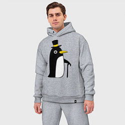 Мужской костюм оверсайз Пингвин в шляпе, цвет: меланж — фото 2