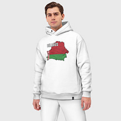 Мужской костюм оверсайз Belarus Map, цвет: белый — фото 2