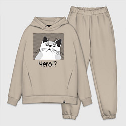 Мужской костюм оверсайз Кот Чего?, цвет: миндальный