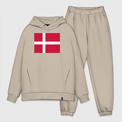 Мужской костюм оверсайз Дания Флаг Дании, цвет: миндальный