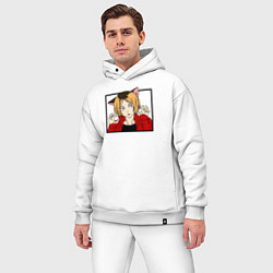 Мужской костюм оверсайз Кенма Козуме, Неко мальчик, цвет: белый — фото 2