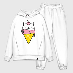 Мужской костюм оверсайз Ice Cream Cat, цвет: белый