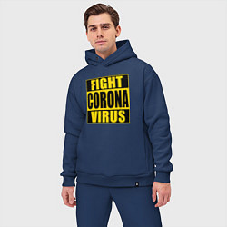 Мужской костюм оверсайз Fight Corona Virus, цвет: тёмно-синий — фото 2