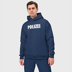Мужской костюм оверсайз POLIZEI Полиция Надпись Белая, цвет: тёмно-синий — фото 2