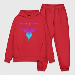 Мужской костюм оверсайз BON JOVI NEON LOGO HEART, цвет: красный