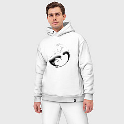 Мужской костюм оверсайз ИНЬ ЯНЬ КОТИКИ, ЧЁРНО БЕЛОЕ, цвет: белый — фото 2