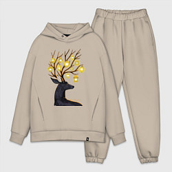 Мужской костюм оверсайз Рождественские огни, цвет: миндальный