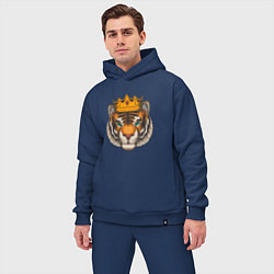 Мужской костюм оверсайз Тигр в короне Tiger in the crown, цвет: тёмно-синий — фото 2