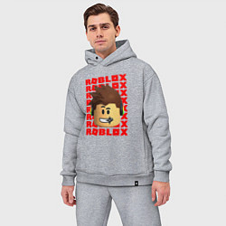 Мужской костюм оверсайз ROBLOX RED LOGO LEGO FACE, цвет: меланж — фото 2