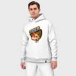 Мужской костюм оверсайз Тигр Tiger логотип, цвет: белый — фото 2