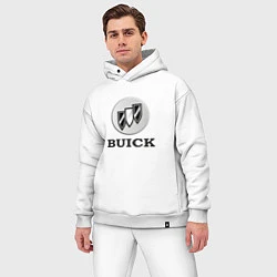 Мужской костюм оверсайз Gray gradient Logo Buick, цвет: белый — фото 2