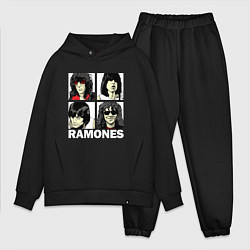 Мужской костюм оверсайз Ramones, Рамонес Портреты, цвет: черный