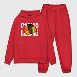 Мужской костюм оверсайз Чикаго Блэкхокс, Chicago Blackhawks, цвет: красный