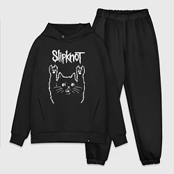 Мужской костюм оверсайз Slipknot, Слипкнот Рок кот, цвет: черный