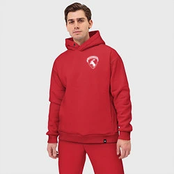 Мужской костюм оверсайз VOLVO логотип лось, цвет: красный — фото 2