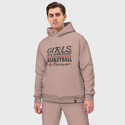 Мужской костюм оверсайз Girls & Basketball, цвет: пыльно-розовый — фото 2