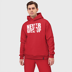 Мужской костюм оверсайз NEVER GIVE UP НИКОГДА НЕ СДАВАЙСЯ СПОРТ, цвет: красный — фото 2