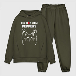 Мужской костюм оверсайз Red Hot Chili Peppers Рок кот, цвет: хаки