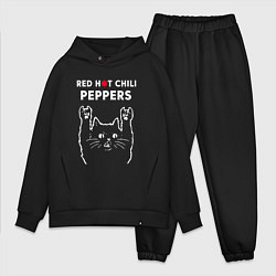 Мужской костюм оверсайз Red Hot Chili Peppers Рок кот, цвет: черный