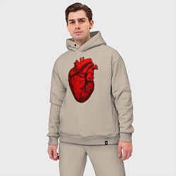 Мужской костюм оверсайз Сердце анатомическое, цвет: миндальный — фото 2