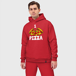 Мужской костюм оверсайз Я люблю пиццу 2 слайса, цвет: красный — фото 2