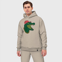 Мужской костюм оверсайз Крокодил рэпер, цвет: миндальный — фото 2